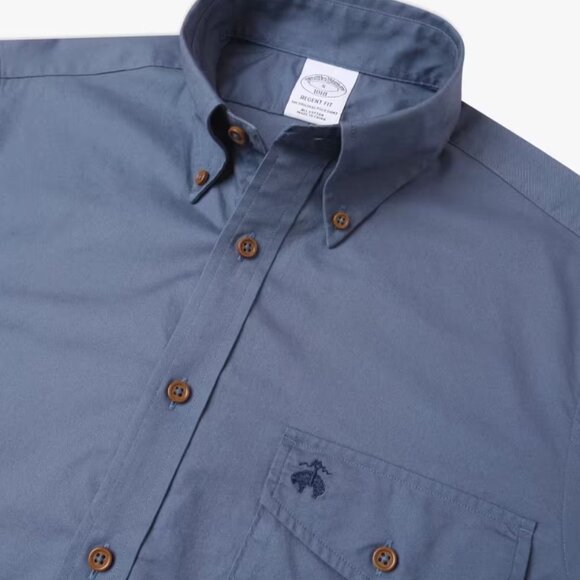 NEW BROOKS BROTHERS Brushed Twill Solid Shirt blue for men 362mn - Picture 7 of 10